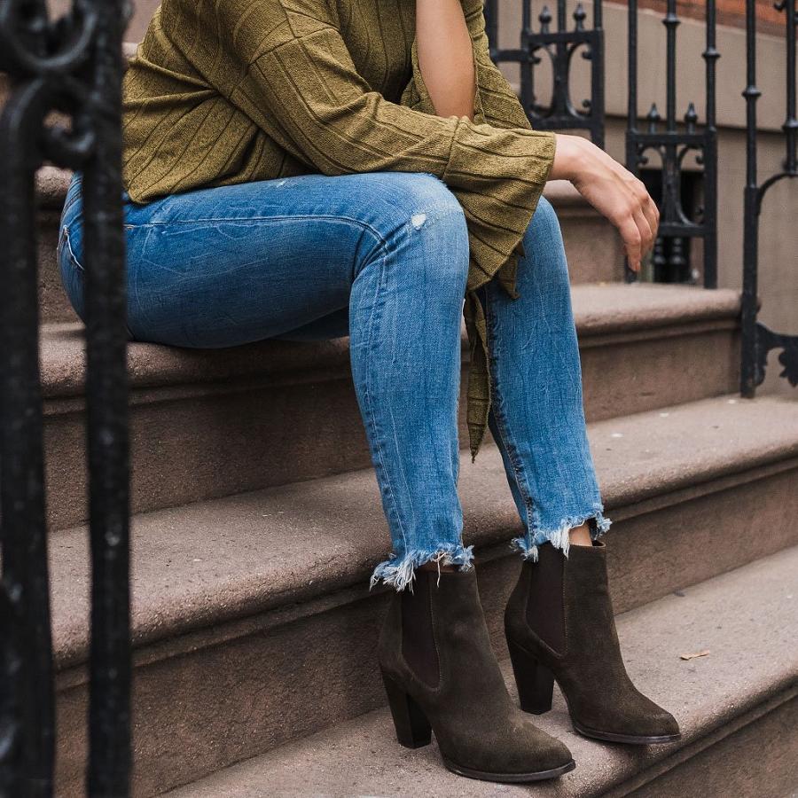 Thursday Boots Avenue Wildleder Chelsea Boots Damen Olivgrün | CH233FDN