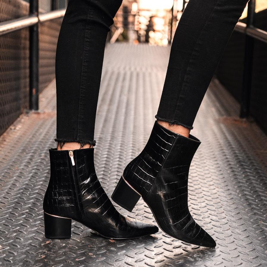 Thursday Boots Boots Luna Leder Stöckelschuhe Damen Schwarz | CH196NWY