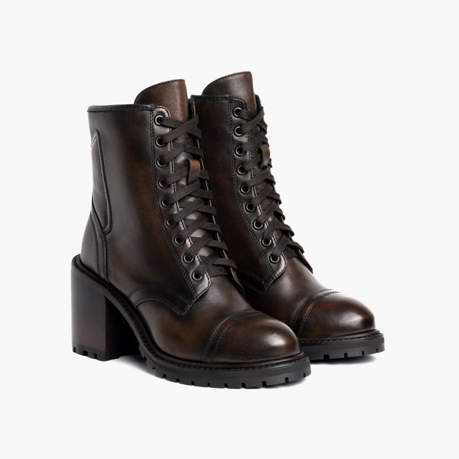 Thursday Boots Boots Rebel Leder Stöckelschuhe Damen Braun | CH18XYU