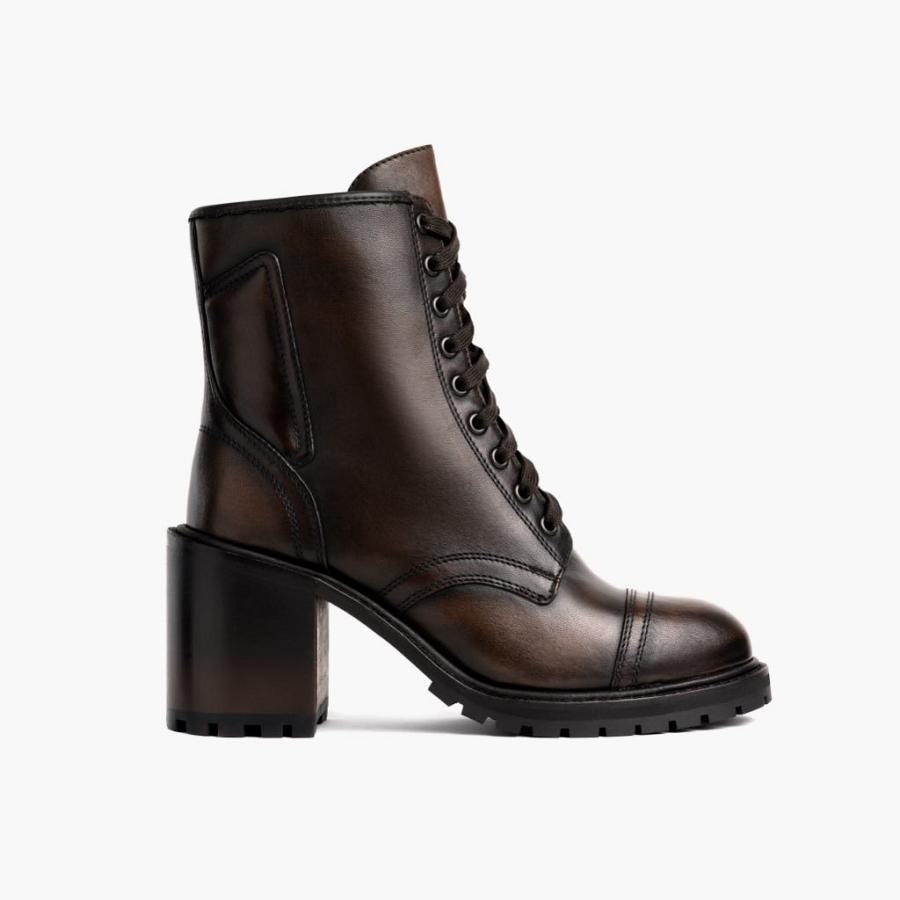 Thursday Boots Boots Rebel Leder Stöckelschuhe Damen Braun | CH18XYU