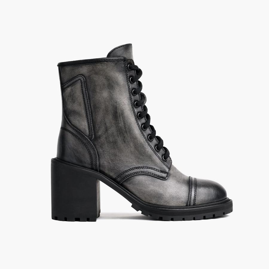 Thursday Boots Boots Rebel Leder Stöckelschuhe Damen Grau | CH192EBC