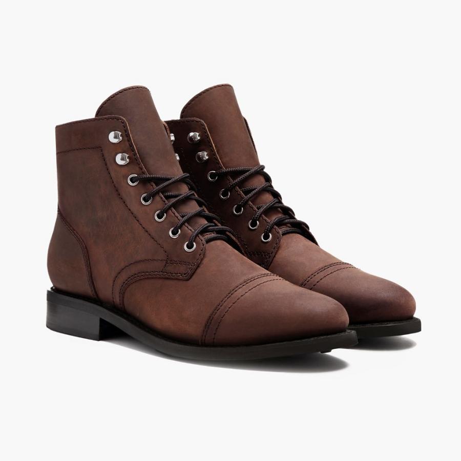 Thursday Boots Captain Leder Arizona Schnürstiefel Damen Braun | CH182DFM