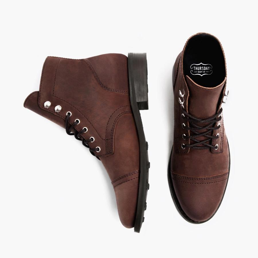 Thursday Boots Captain Leder Arizona Schnürstiefel Damen Braun | CH182DFM