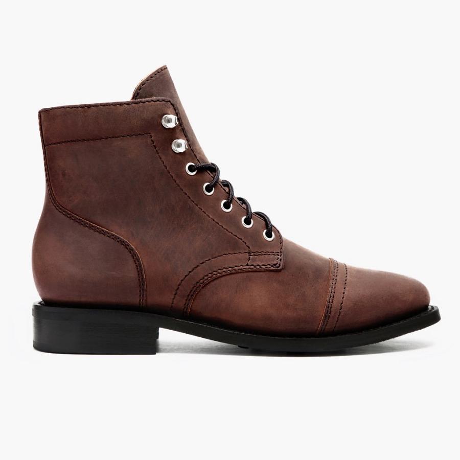 Thursday Boots Captain Leder Arizona Schnürstiefel Damen Braun | CH182DFM