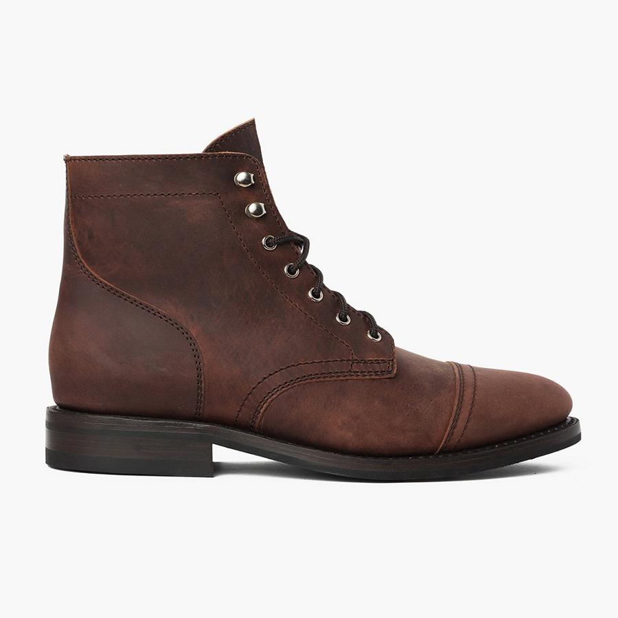 Thursday Boots Captain Leder Arizona Wildleder Schnürstiefel Herren Braun | CH49HAP