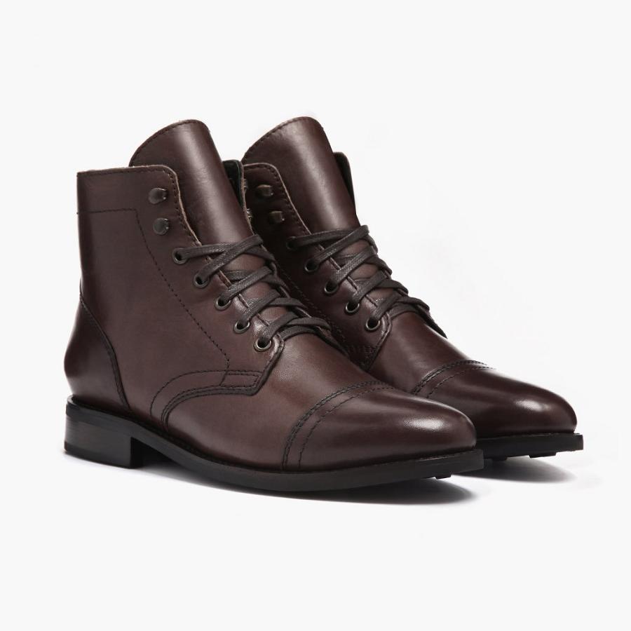 Thursday Boots Captain Leder Klassische Schnürstiefel Damen Kaffee | CH181FDN