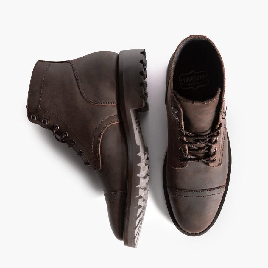 Thursday Boots Captain Leder Klassische Rugged & Resilient Stiefel Herren Kaffee | CH390DFM50