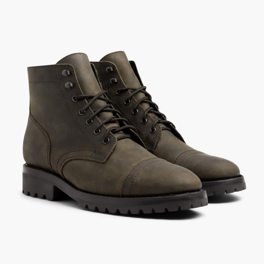 Thursday Boots Captain Leder Rugged & Resilient Stiefel Herren Olivgrün | CH390DFM47