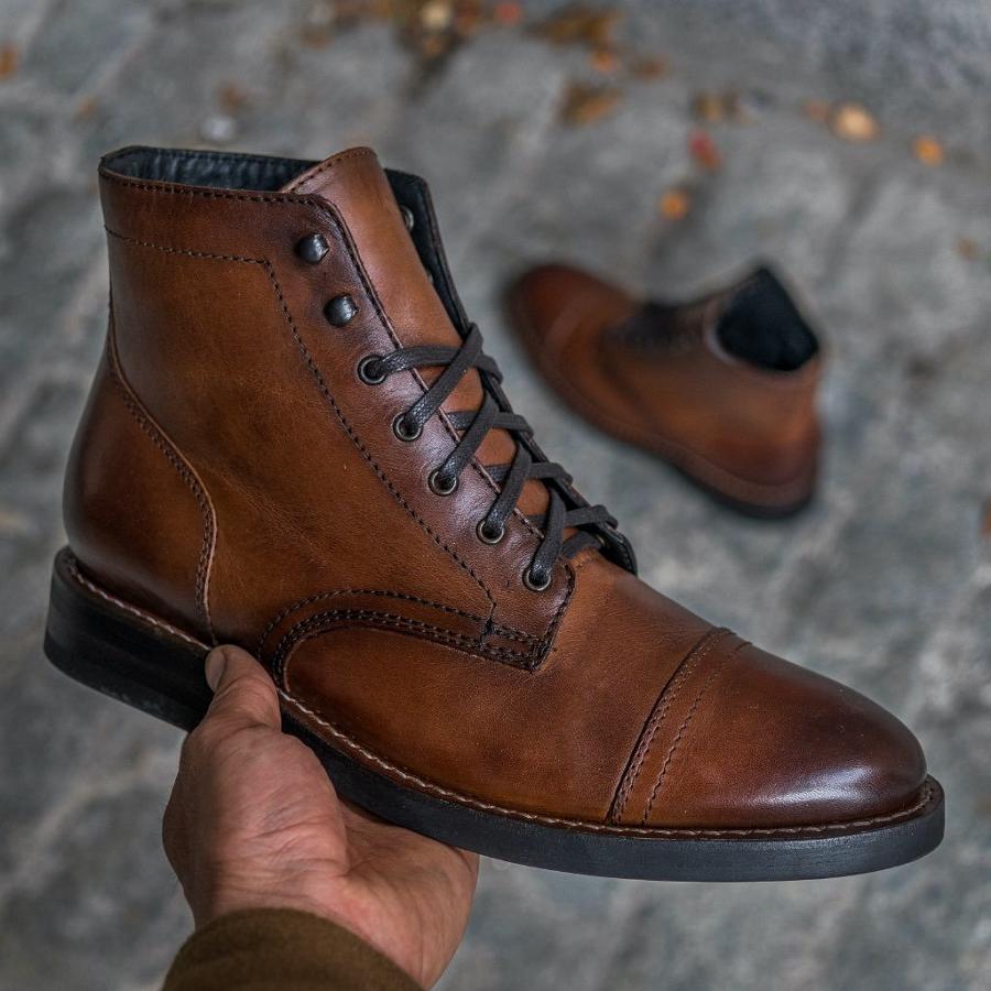 Thursday Boots Captain Leder Rugged & Resilient Schnürstiefel Herren Kaffee | CH44XYU