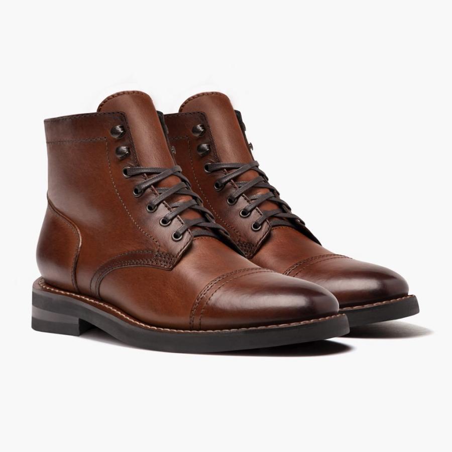 Thursday Boots Captain Leder Rugged & Resilient Schnürstiefel Herren Kaffee | CH44XYU