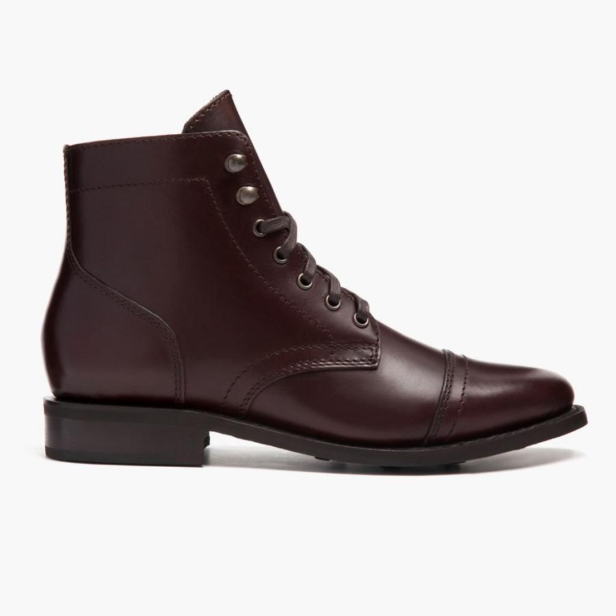 Thursday Boots Captain Leder Schnürstiefel Damen Kaffee | CH184AHK