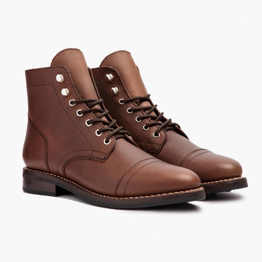 Thursday Boots Captain Leder Schnürstiefel Damen Braun | CH185PJJ