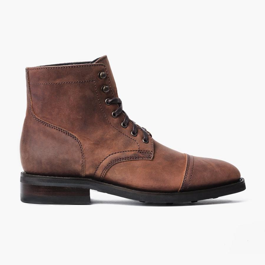 Thursday Boots Captain Leder Schnürstiefel Herren Kaffee | CH52DFM