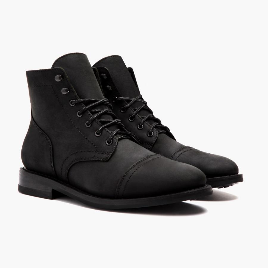 Thursday Boots Captain Leder Wildleder Schnürstiefel Herren Schwarz | CH425RVD