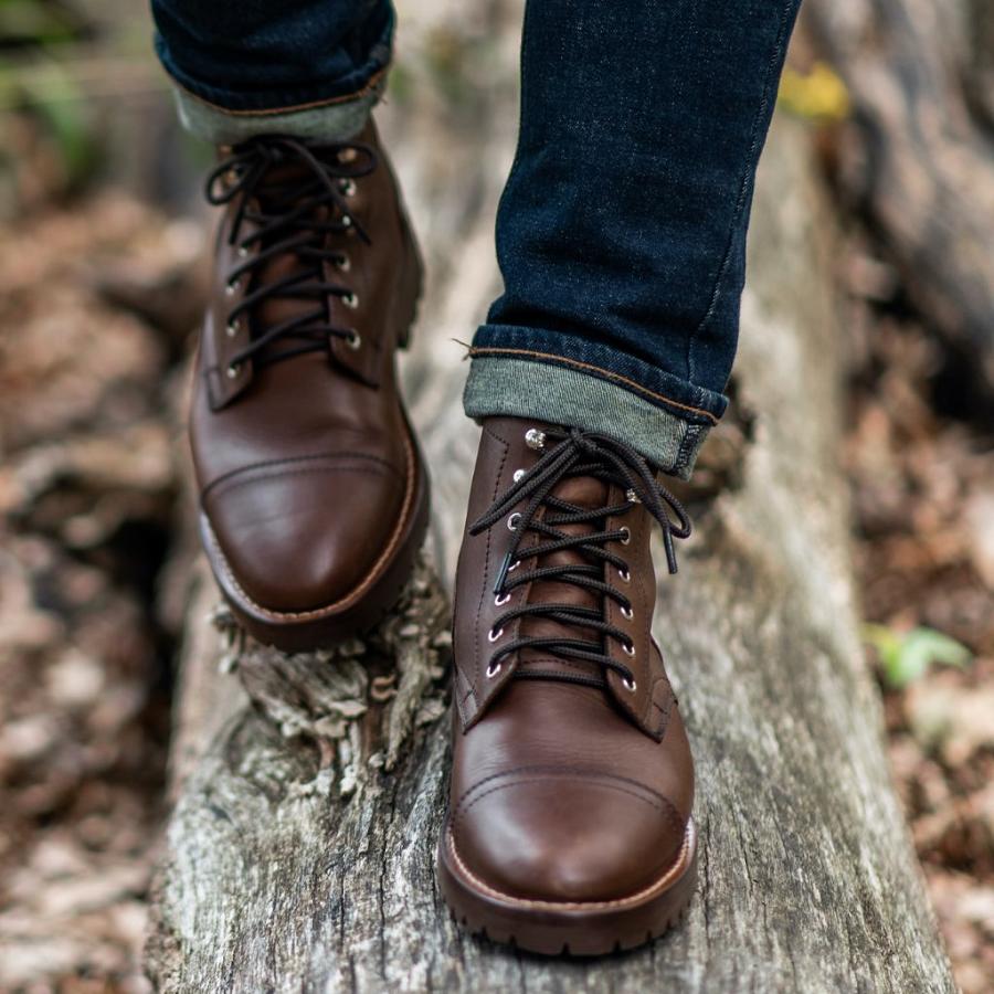 Thursday Boots Captain Leder Wildleder Schnürstiefel Herren Bordeaux | CH43CTV