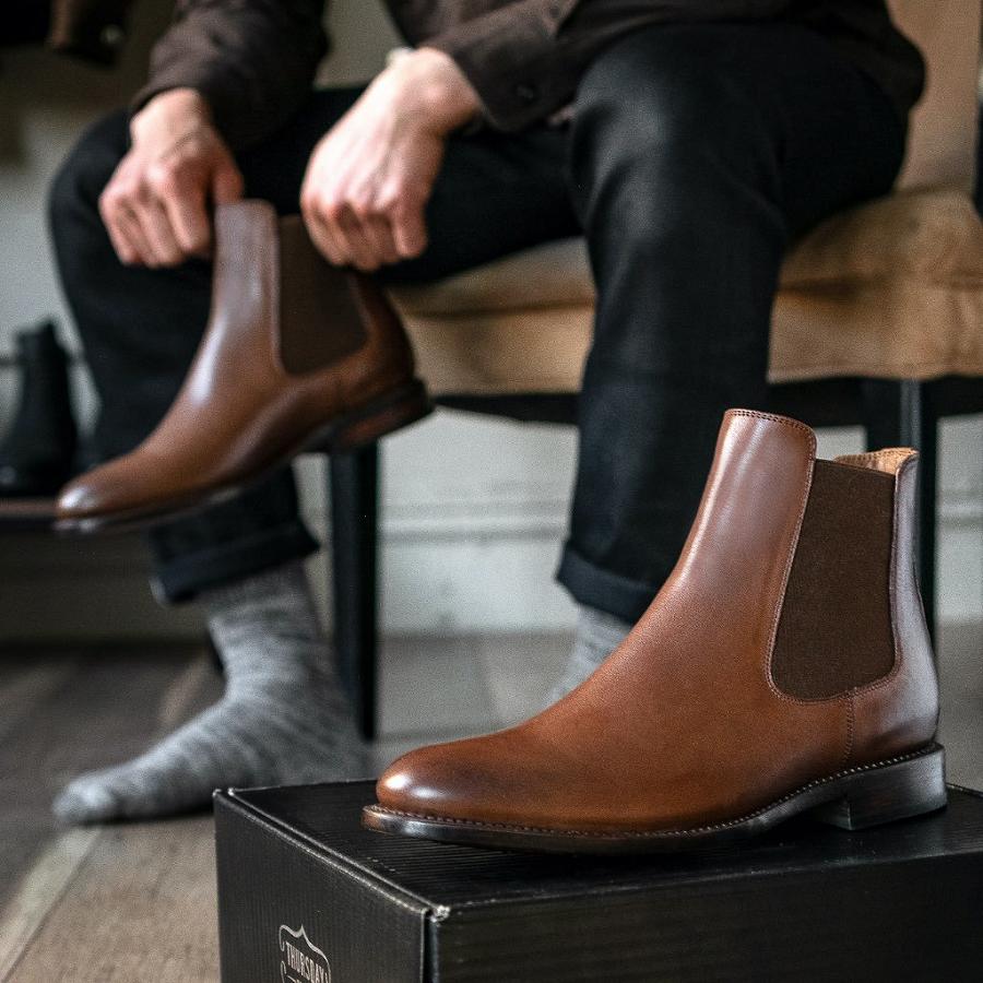 Thursday Boots Cavalier Leder Chelsea Boots Herren Braun | CH99KOR