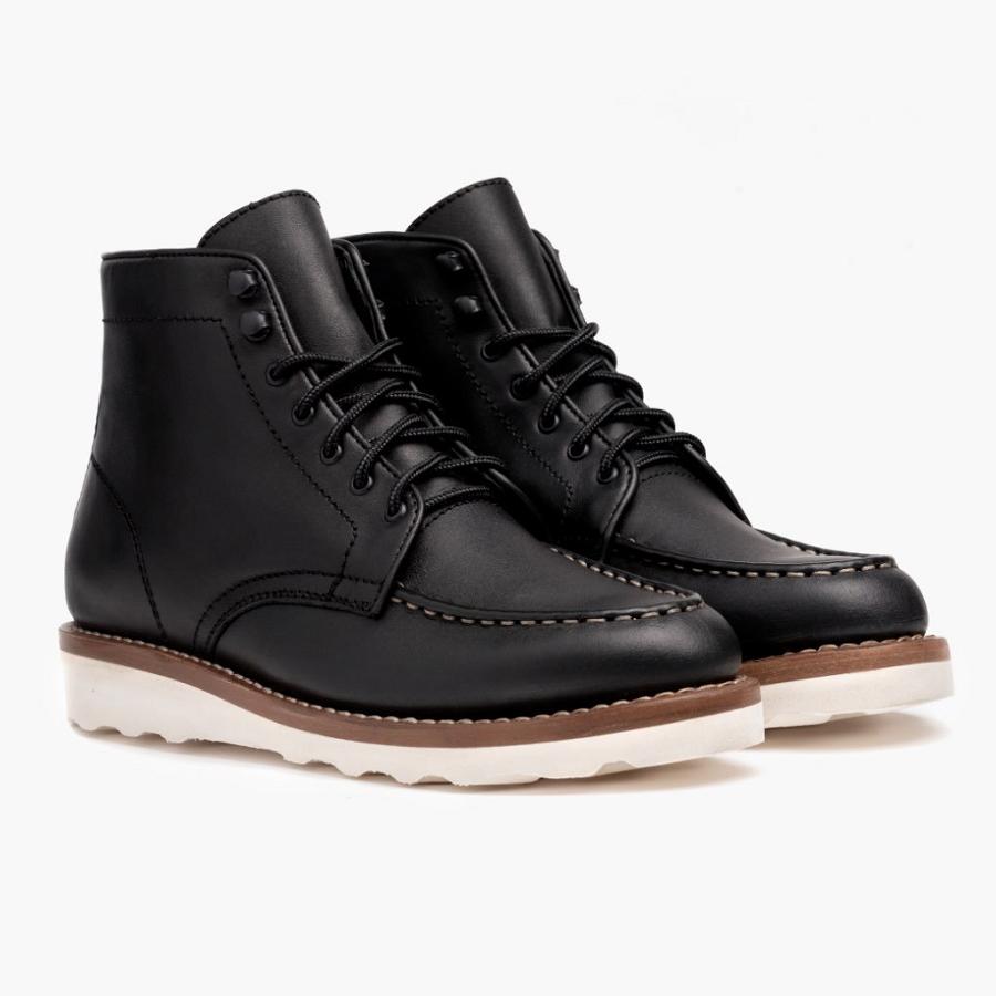 Thursday Boots Diplomat Leder Schnürstiefel Damen Schwarz | CH175ZUT