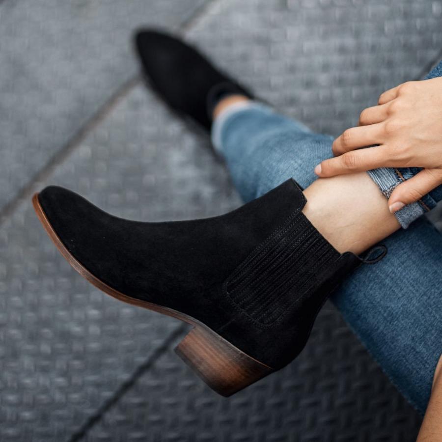 Thursday Boots Dreamer Wildleder Chelsea Boots Damen Schwarz | CH226XYU