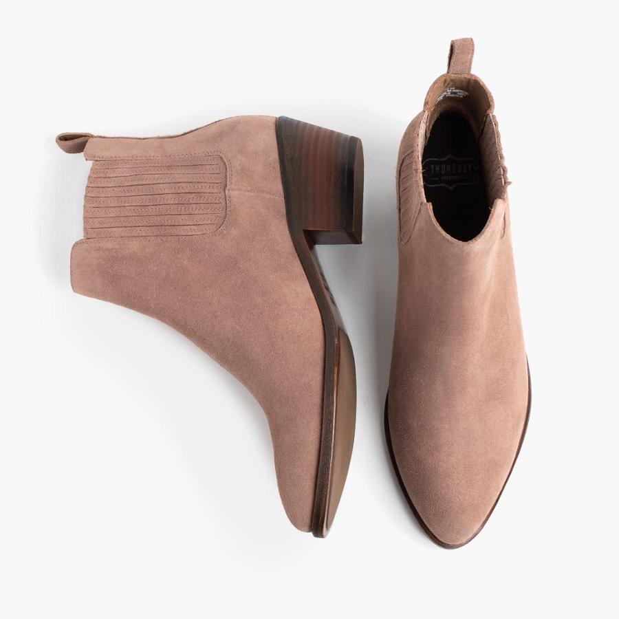 Thursday Boots Dreamer Wildleder Chelsea Boots Damen Rosa Braun | CH228LIS