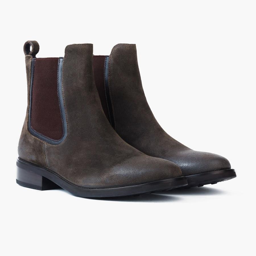 Thursday Boots Duchess Wildleder Chelsea Boots Damen Dunkelolivgrün | CH21KOR