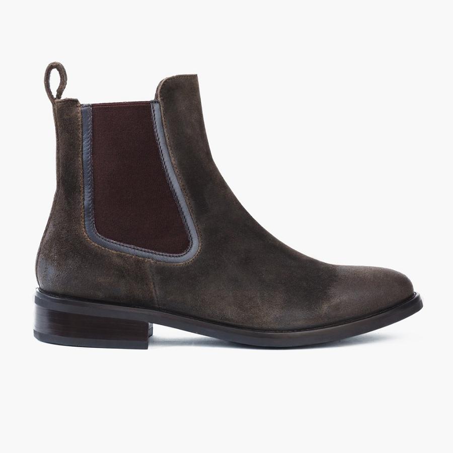 Thursday Boots Duchess Wildleder Chelsea Boots Damen Dunkelolivgrün | CH21KOR