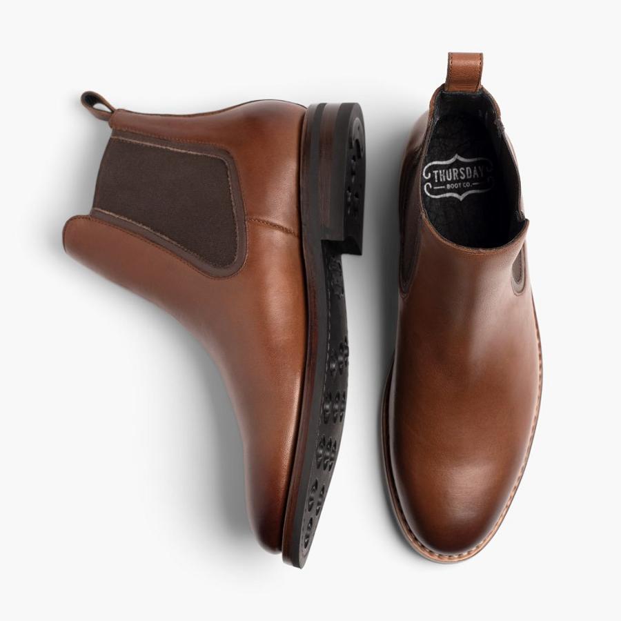 Thursday Boots Duke Leder Chelsea Boots Herren Braun | CH92NWY