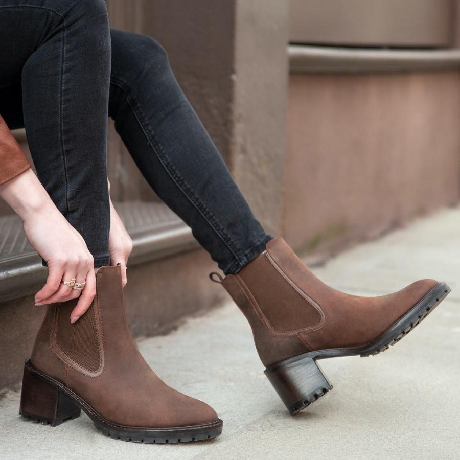 Thursday Boots Knockout Leder Chelsea Boots Damen Schokolade | CH216TCE