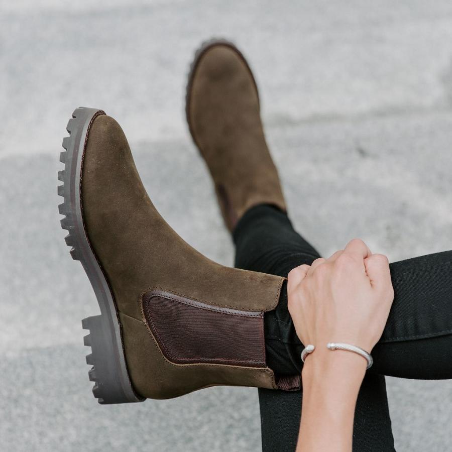 Thursday Boots Legend Nubuck Chelsea Boots Damen Olivgrün | CH208DFM