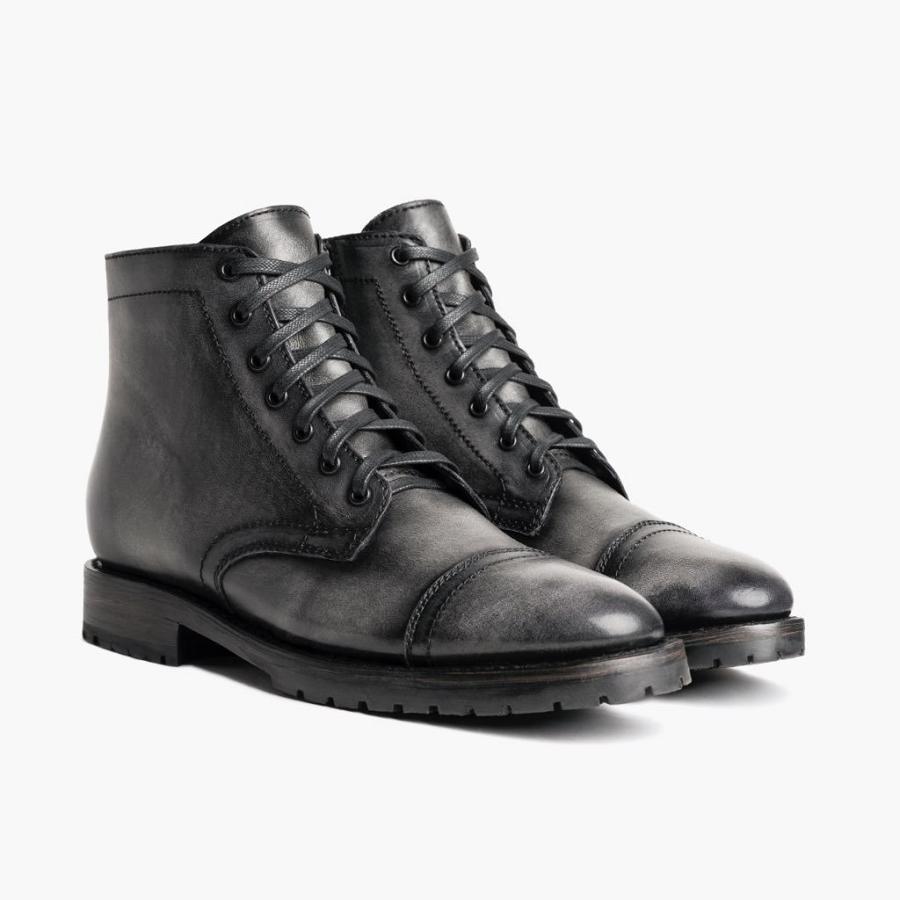 Thursday Boots Major Leder Schnürstiefel Herren Grau | CH407CTV