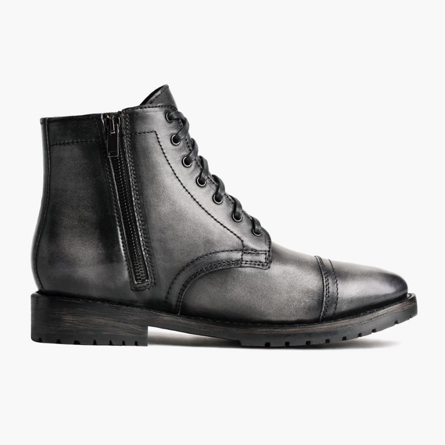 Thursday Boots Major Leder Schnürstiefel Herren Grau | CH407CTV