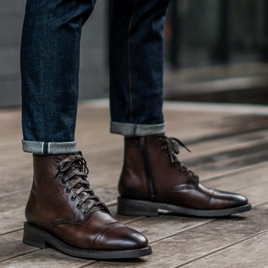 Thursday Boots Major Leder Schnürstiefel Herren Kaffee | CH408XYU