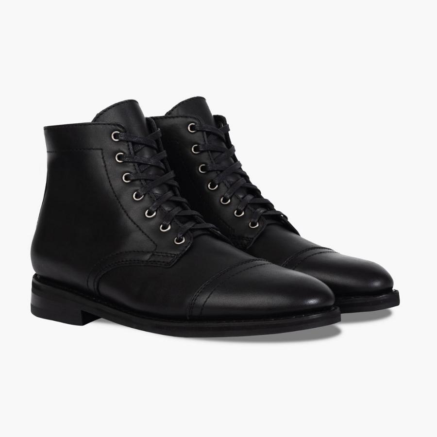 Thursday Boots Major Leder Schnürstiefel Herren Schwarz | CH40NWY