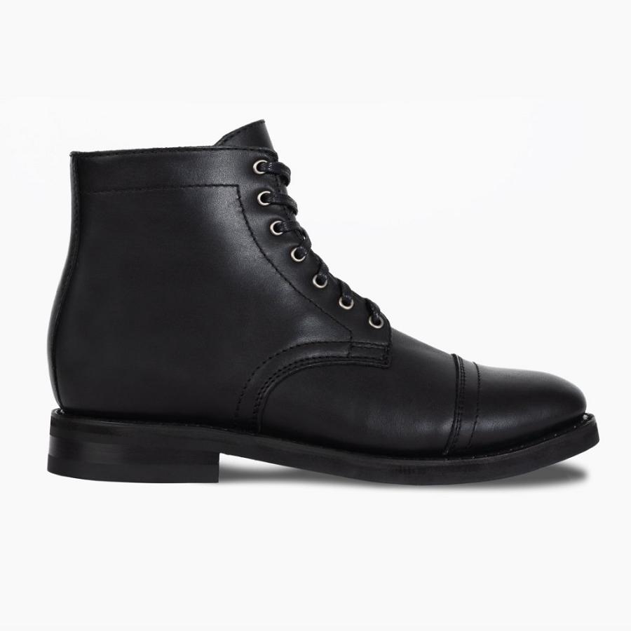 Thursday Boots Major Leder Schnürstiefel Herren Schwarz | CH40NWY