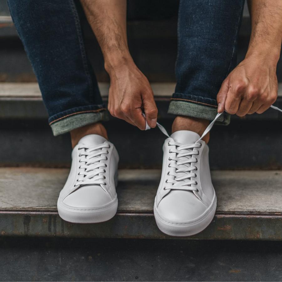 Thursday Boots Premier Low Tops Leder Klassische Sneakers Herren Weiß | CH366AHK