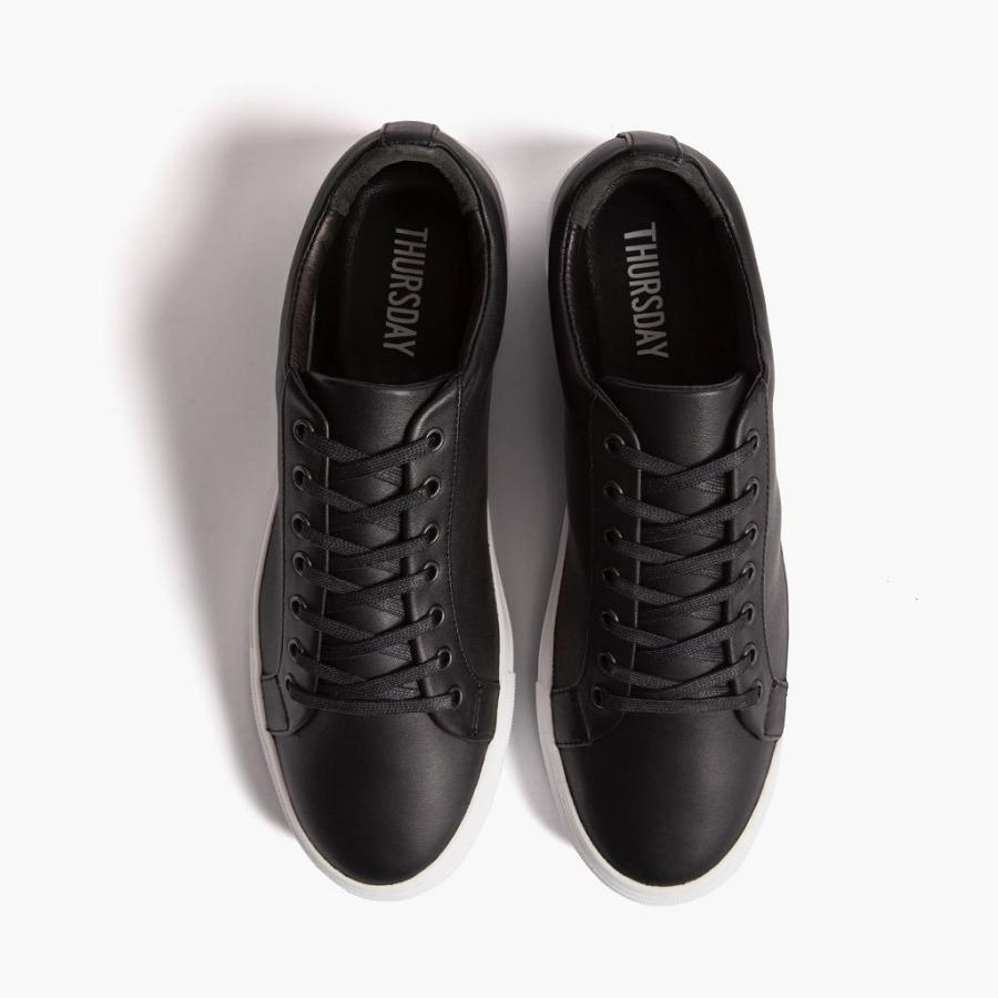 Thursday Boots Premier Low Tops Leder Klassische Sneakers Herren Schwarz | CH367PJJ