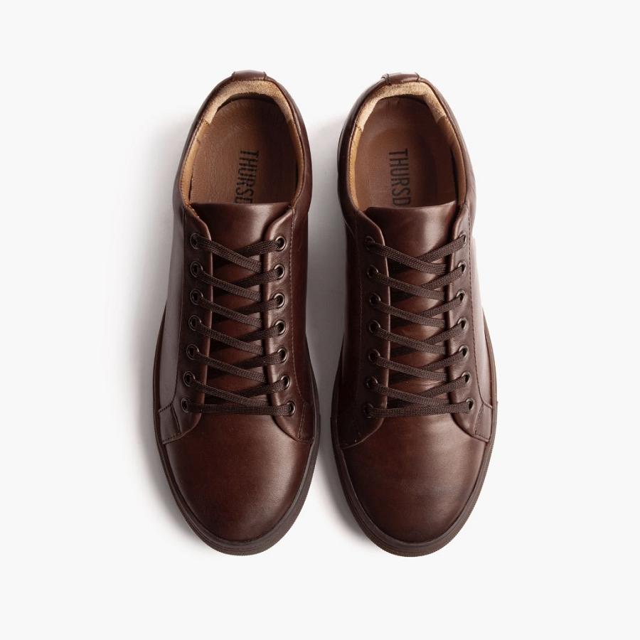 Thursday Boots Premier Low Tops Leder Sneakers Herren Kaffee | CH375WNB