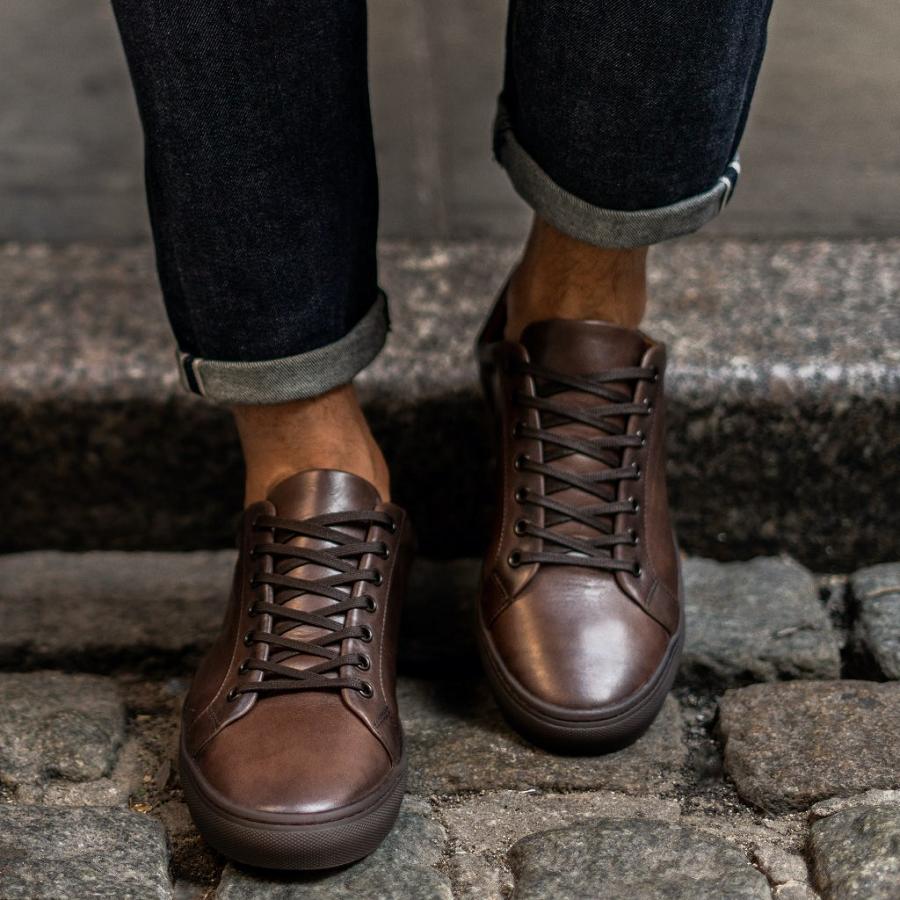 Thursday Boots Premier Low Tops Leder Sneakers Herren Kaffee | CH375WNB