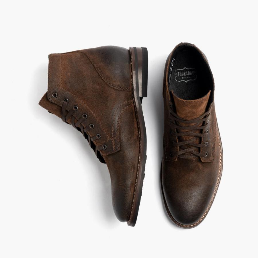 Thursday Boots President Wildleder Schnürstiefel Herren Kaffee | CH399RVD