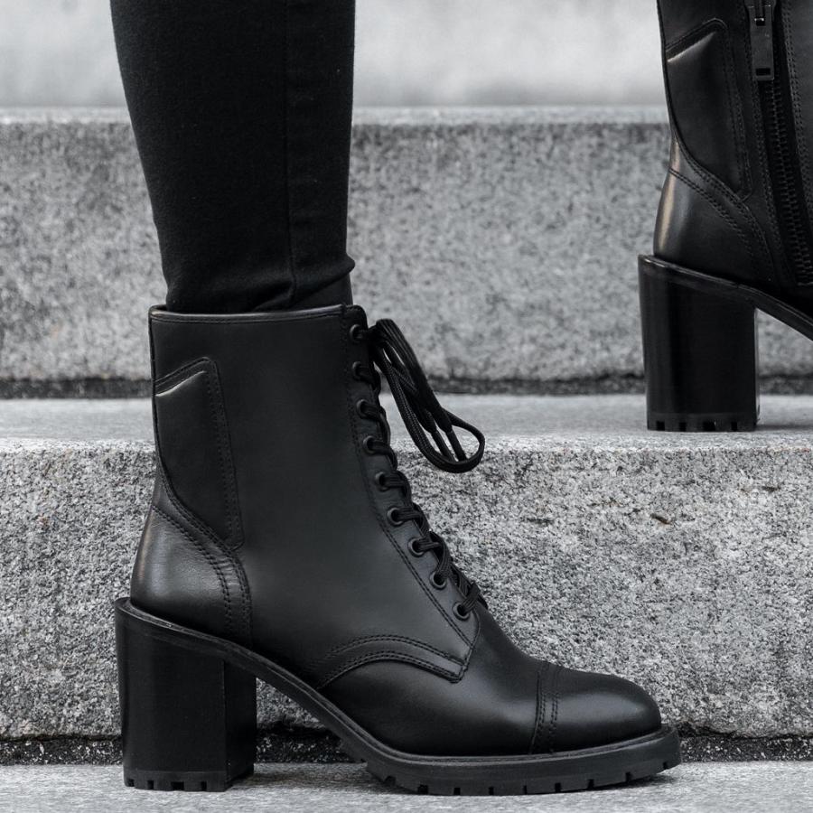 Thursday Boots Rebel Leder Schnürstiefel Damen Schwarz | CH170NWY