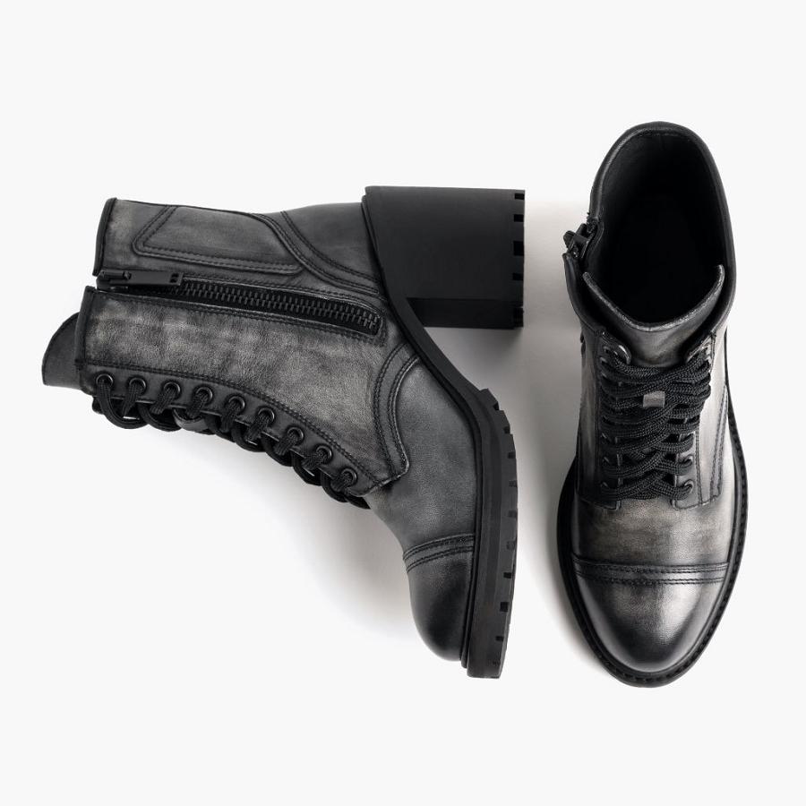 Thursday Boots Rebel Leder Schnürstiefel Damen Grau | CH171BEX