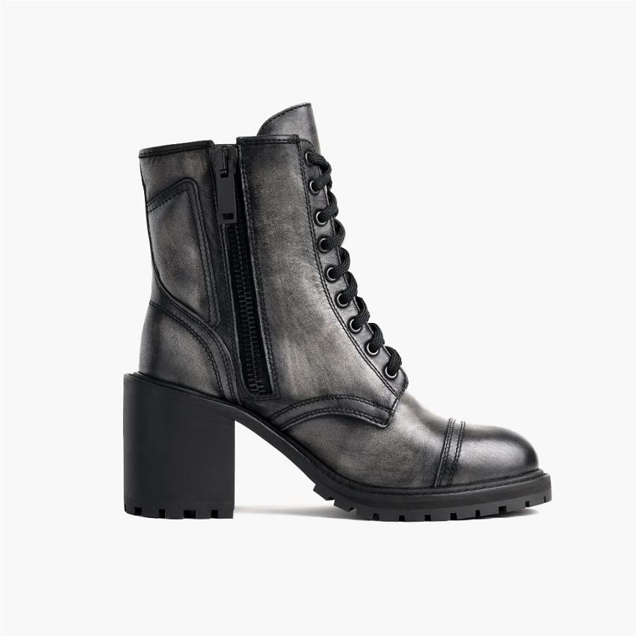 Thursday Boots Rebel Leder Schnürstiefel Damen Grau | CH171BEX