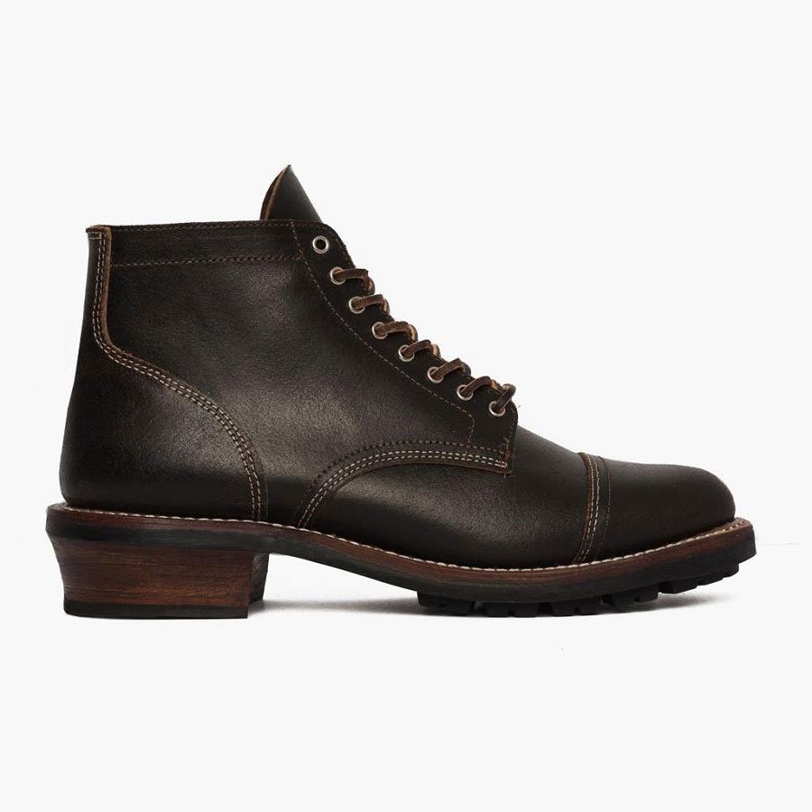 Thursday Boots Vanguard Leder Schnürstiefel Herren Schwarz | CH390DFM59