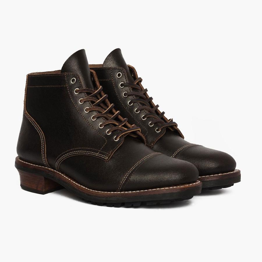 Thursday Boots Vanguard Leder Schnürstiefel Herren Schwarz | CH390DFM59