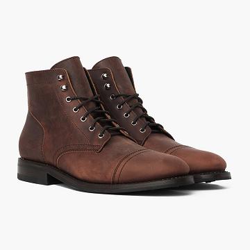 Thursday Boots Captain Leder Arizona Wildleder Schnürstiefel Herren Braun | CH49HAP