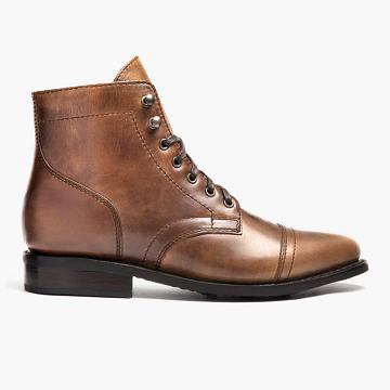 Thursday Boots Captain Leder Rugged & Resilient Schnürstiefel Damen Schwarz Kaffee | CH178JPQ