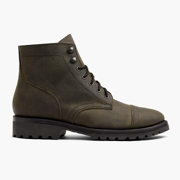 Thursday Boots Captain Leder Schnürstiefel Herren Olivgrün | CH50GSO