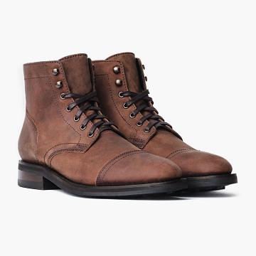 Thursday Boots Captain Leder Schnürstiefel Herren Kaffee | CH52DFM